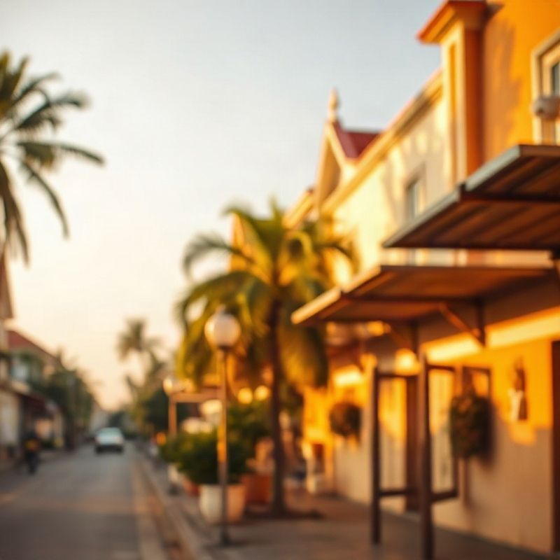Softly blurred Malindi street scene in warm afternoon light