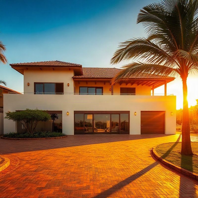 Beachfront villa exterior in Malindi in warm afternoon light